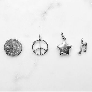 Peace Love Music Sterling Silver Charms Set of 3